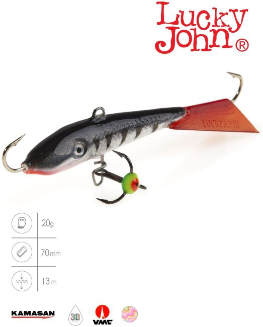 Балансир Lucky John FIN 5 с тр. 70мм/12HRT блистер Балансир Lucky John FIN 5 с тр. 70мм/12HRT блистер