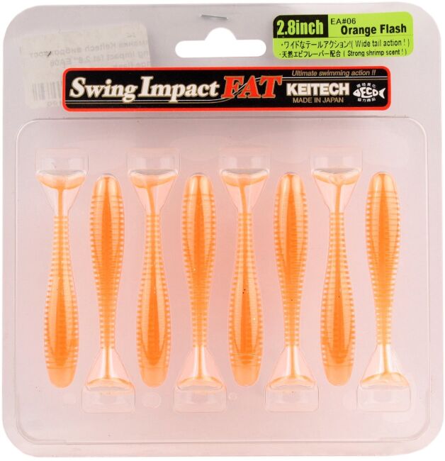 Виброхвост KEITECH Swing Impact FAT 2.8" EA#06 Orange Flash 7см 3.5гр 8шт/уп