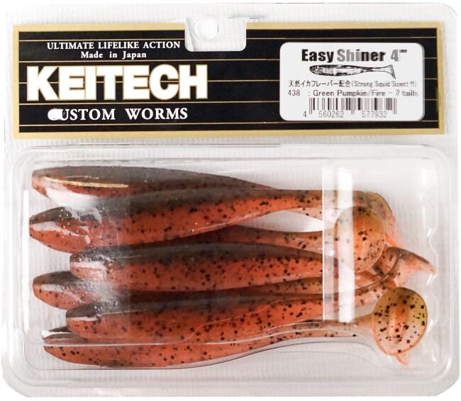 Виброхвост KEITECH Easy Shiner 4" #438 Green Pupkin Fire 10см 5.3гр 7шт/уп