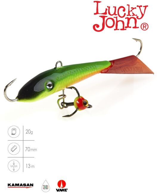 Балансир Lucky John FIN 5 с тр. 70мм/26RT блистер Балансир Lucky John FIN 5 с тр. 70мм/26RT блистер