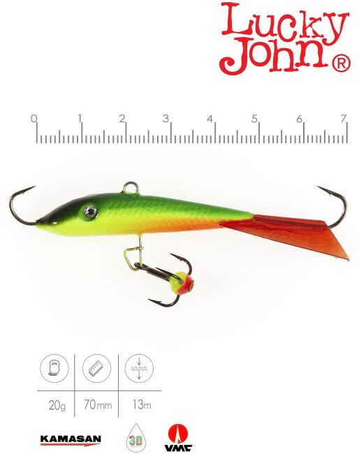 Балансир Lucky John FIN 5 с тр. 70мм/26RT блистер Балансир Lucky John FIN 5 с тр. 70мм/26RT блистер