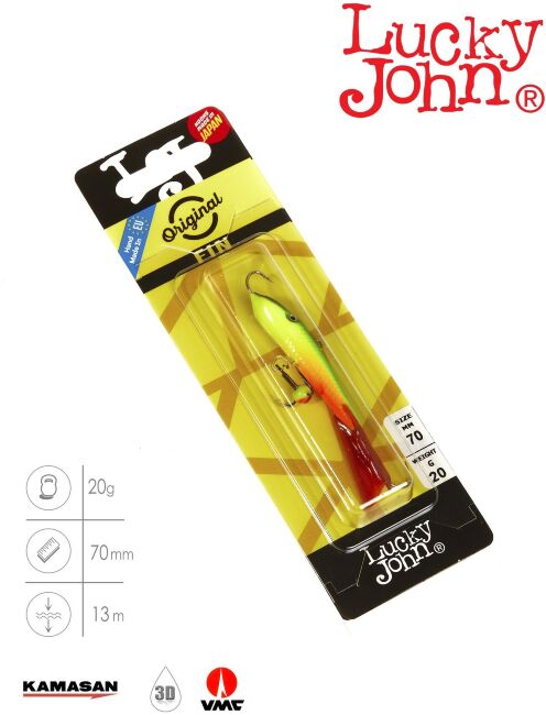 Балансир Lucky John FIN 5 с тр. 70мм/26RT блистер Балансир Lucky John FIN 5 с тр. 70мм/26RT блистер