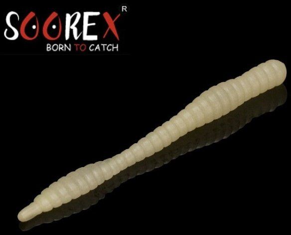 Силиконовая приманка SOOREX PRO Worm 80мм 1.3гр Сыр #210 Зелёное свечение/ Green glow 6шт/уп