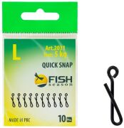 Застежка быстросъёмная FISH SEASON Quick Snap 11мм №L 5кг 10шт/уп 2031-L Застежка быстросъёмная FISH SEASON Quick Snap 11мм №L 5кг 10шт/уп 2031-L