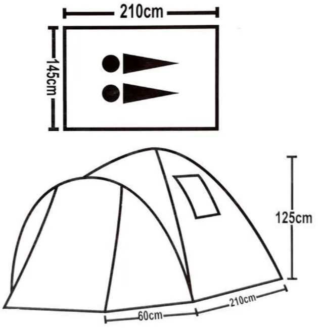 Палатка кемпинговая LANYU 1905 2-х местная 60+210*145*125см Палатка кемпинговая LANYU 1905 2-х местная 60+210*145*125см
