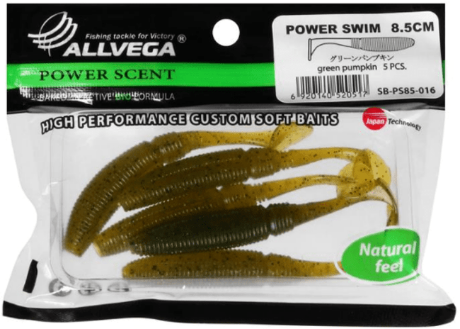 Виброхвост ALLVEGA Power Swim 8.5см 5.5гр 5шт/уп #016 green pumpkin Виброхвост ALLVEGA Power Swim 8.5см 5.5гр 5шт/уп #016 green pumpkin