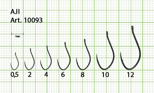 Крючок FISH SEASON Aji №10 колечко черный 10шт/уп 10093-10F