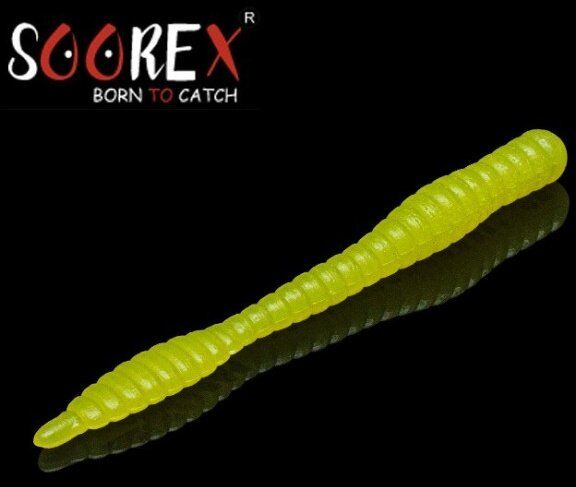 Силиконовая приманка SOOREX PRO Worm 80мм 1.3гр Сыр #211 Лимонное свечение/ Lemon glow 6шт/уп