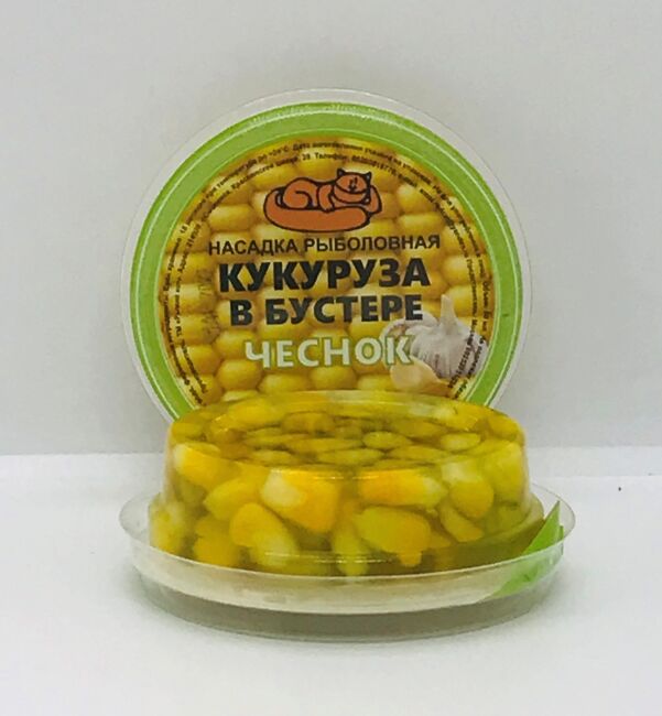 Насадка рыболовная РЫЖИЙ КОТ Кукуруза в бустере Чеснок 30мл