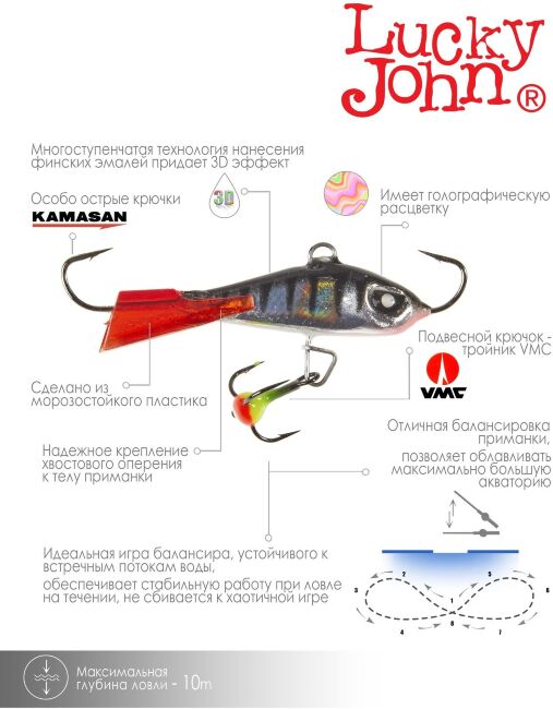 Балансир Lucky John BALTIC 5 с тр. 50мм/12HRT блистер Балансир Lucky John BALTIC 5 с тр. 50мм/12HRT блистер