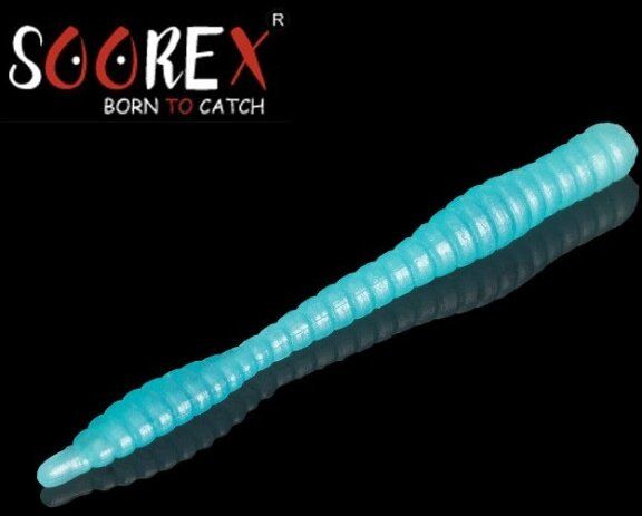 Силиконовая приманка SOOREX PRO Worm 80мм 1.3гр Сыр #212 Голубое свечение/ Blue glow 6шт/уп