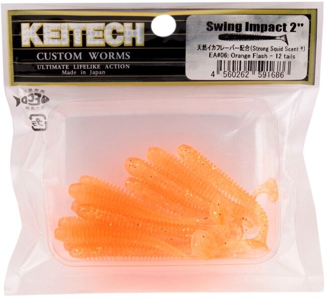 Виброхвост KEITECH Swing Impact 2" EA#06 Orange Flash 5см 0.9гр 12шт/уп