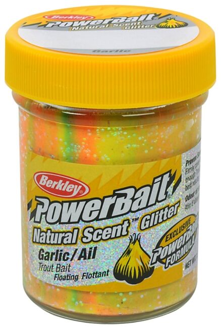 Паста форелевая Berkley Powerbait Natural Scent Glitter Trout Bait (50г) Garlic Rainbow 1203187