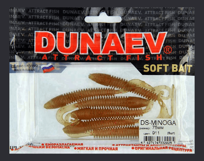 Приманка DS-MINOGA 75мм 6шт/уп, цвет (911) м.масло красное, блестки красные