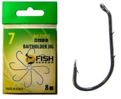 Крючок FISH SEASON Baitholder Jig №7 колечко черный с насечками 8шт/уп 11015-07F