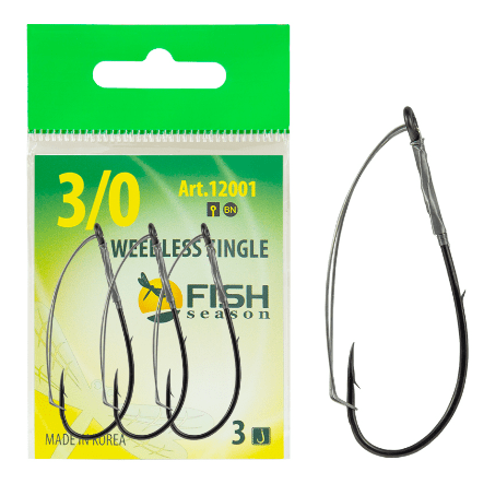 Крючок FISH SEASON Weedless Single №3/0 незацепляйка 3шт/уп 12001-3/0F