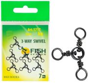 Вертлюжок на три направления с кольцом FISH SEASON 3-way swivel №5 17кг 7шт/уп 1717-05F