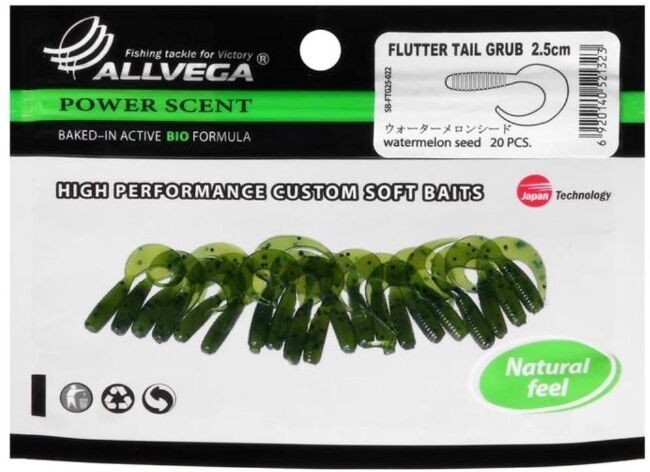 Твистер ALLVEGA Flutter Tail Grub 2.5см 0.5гр 20шт/уп #022 watermelon seed Твистер ALLVEGA Flutter Tail Grub 2.5см 0.5гр 20шт/уп #022 watermelon seed