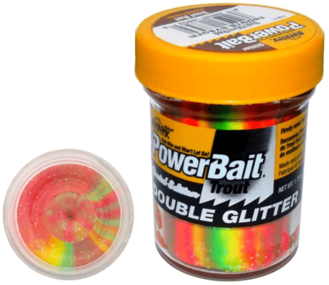 Паста форелевая Berkley Powerbait Double Glitter Twist (50г) Sun Yellow Spring Green Fluo Red 1105521