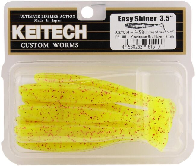 Виброхвост KEITECH Easy Shiner 3.5" PAL#01 Chartreuse Red Flake 8.9см 3гр 7шт/уп