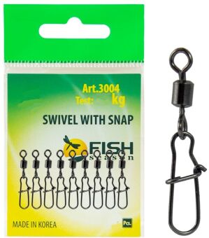 Вертлюжок с застежкой FISH SEASON Nice №7 18кг 10шт/уп 3004-07F Вертлюжок с застежкой FISH SEASON Nice №7 18кг 10шт/уп 3004-07F