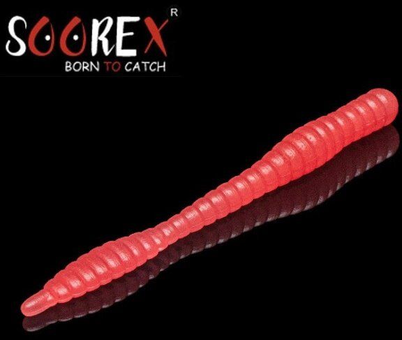 Силиконовая приманка SOOREX PRO Worm 80мм 1.3гр Сыр #214 Розовое свечение/ Pink glow 6шт/уп
