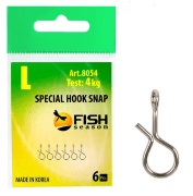 Застежка нахлыст/балансир FISH SEASON Special Hook Snap №L 4кг 6шт/уп 8054-LF Застежка нахлыст/балансир FISH SEASON Special Hook Snap №L 4кг 6шт/уп 8054-LF