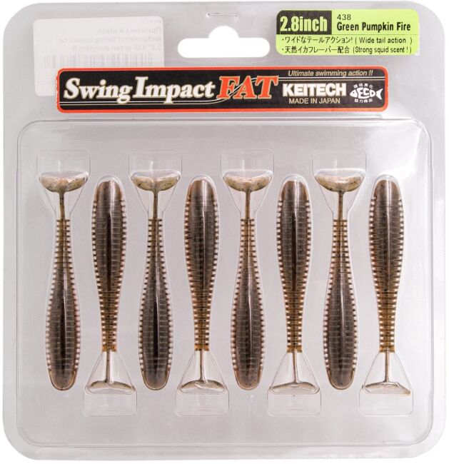 Виброхвост KEITECH Swing Impact FAT 2.8" #438 Green Pumpkin Fire 7см 3.5гр 8шт/уп Виброхвост KEITECH Swing Impact FAT 2.8" #438 Green Pumpkin Fire 7см 3.5гр 8шт/уп