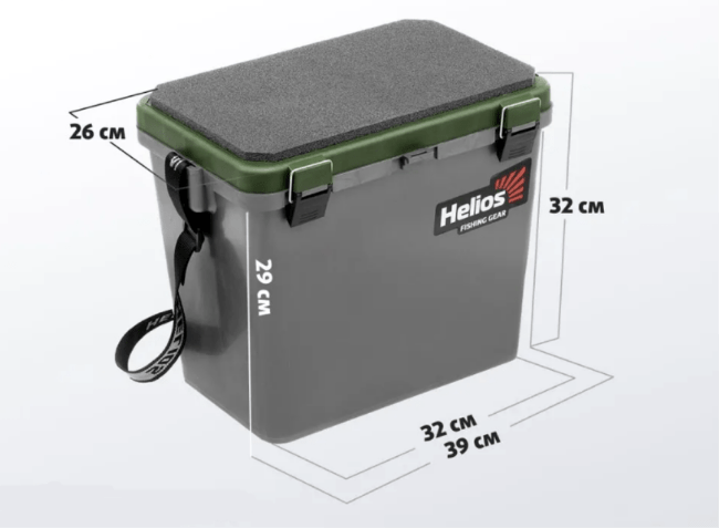 Рыболовный ящик HELIOS 19л, одна секция, серый/хаки HS-IB-19-GH-1