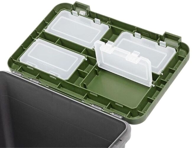 Рыболовный ящик HELIOS 19л, одна секция, серый/хаки HS-IB-19-GH-1