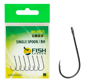 Крючок FISH SEASON Single Spoon Baitholder №1 бол колечко черн с насечк 6шт/уп 10121-01F