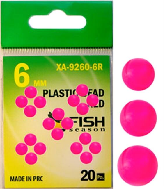 Бусина пластик FISH SEASON Plastic Bead Red Ø6мм красная 20шт/уп XA-9260-R6