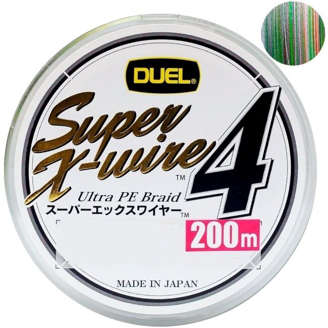 Плетёный шнур DUEL PE Super X-Wire 4 200м #0.8/0.15мм 6.4кг 5color H3589