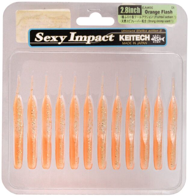 Силиконовая приманка KEITECH Sexy Impact 2.8" EA#06 Orange Flash 7.1см 1.5гр 12шт/уп Силиконовая приманка KEITECH Sexy Impact 2.8" EA#06 Orange Flash 7.1см 1.5гр 12шт/уп