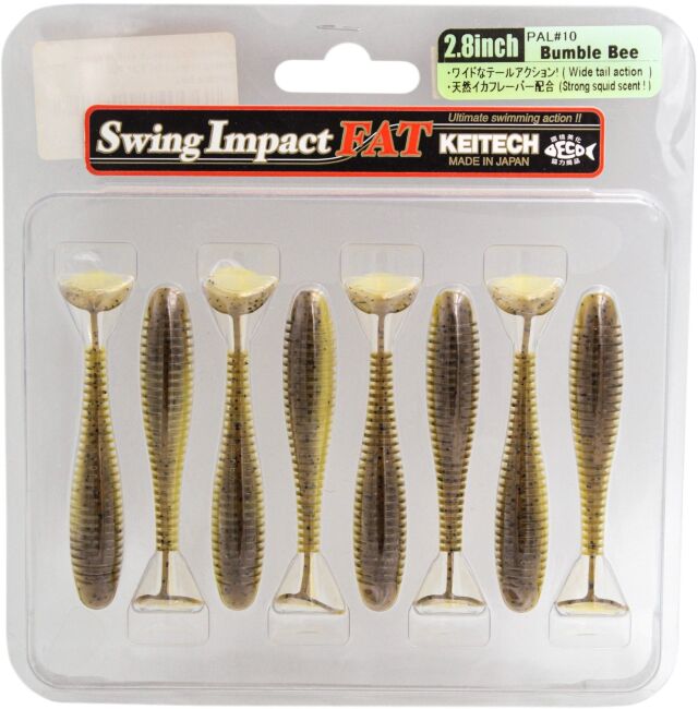 Виброхвост KEITECH Swing Impact FAT 2.8" PAL#10 Bumble Bee 7см 3.5гр 8шт/уп
