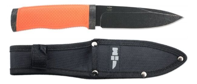 Нож турист НОЖЕМИР Storm "тёртый камень" оранжевая рукоять H-183NBS
