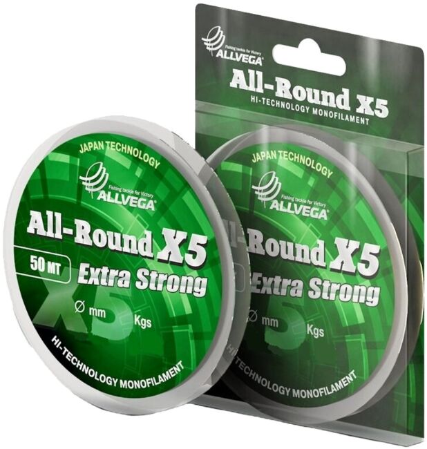Леска монофил ALLVEGA All-Round X5 50м 0,08мм 0,87кг прозрачная Леска монофил ALLVEGA All-Round X5 50м 0,08мм 0,87кг прозрачная