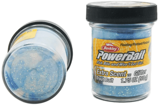 Паста форелевая Berkley Powerbait Extra Scent Glitter Trout Bait (50г) White Blue Neon 1004932