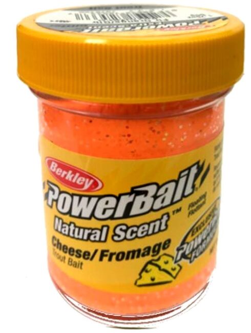Паста форелевая Berkley Powerbait Natural Scent Glitter Trout Bait (50г) Cheese Fluo Orange 1376755