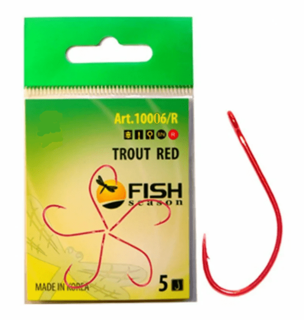 Крючок FISH SEASON 10006 TROUT RED №5 колечко красный.хром кован 5шт/уп Крючок FISH SEASON 10006 TROUT RED №5 колечко красный.хром кован 5шт/уп