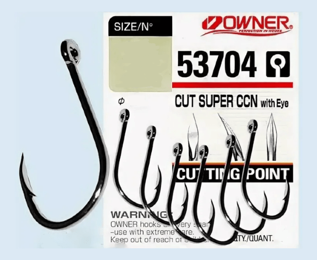 Крючок OWNER 53704-08 Cut Super CCN with Eye колечко черн.хром кованый 8шт/уп
