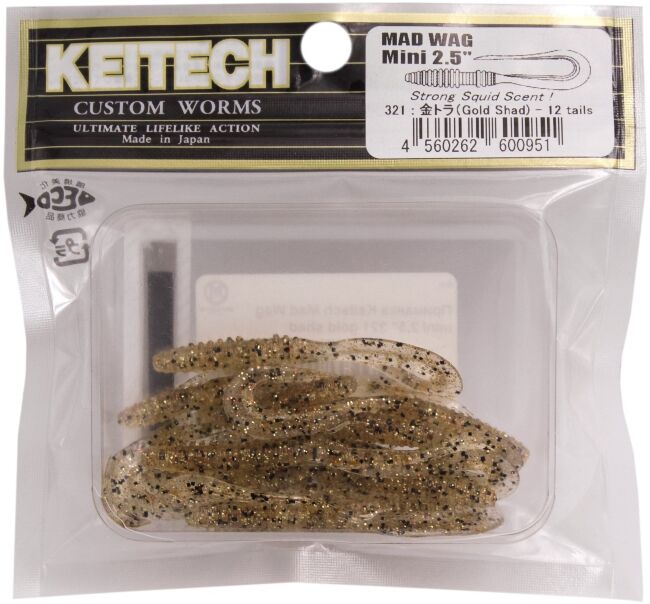 Твистер KEITECH Mad Wag Mini 2.5" #321 Gold Shad 6.3см 0.6гр 12шт/уп Твистер KEITECH Mad Wag Mini 2.5" #321 Gold Shad 6.3см 0.6гр 12шт/уп