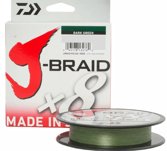 Плетёный шнур DAIWA J-Braid X8 150м 0.16мм 9.0кг темно-зеленый