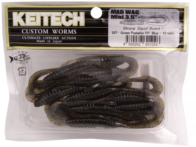 Твистер KEITECH Mad Wag Mini 3.5" #207 Green Pumkin PP / Blue 8.4см 1.8гр 10шт/уп Твистер KEITECH Mad Wag Mini 3.5" #207 Green Pumkin PP / Blue 8.4см 1.8гр 10шт/уп
