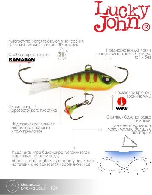 Балансир Lucky John BALTIC 5 с тр. 50мм/201 блистер Балансир Lucky John BALTIC 5 с тр. 50мм/201 блистер