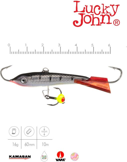 Балансир Lucky John CLASSIC 6 с тр. 60мм/12HRT блистер