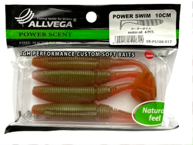 Виброхвост ALLVEGA Power Swim 10см 9гр 4шт/уп #017 motor oil Виброхвост ALLVEGA Power Swim 10см 9гр 4шт/уп #017 motor oil