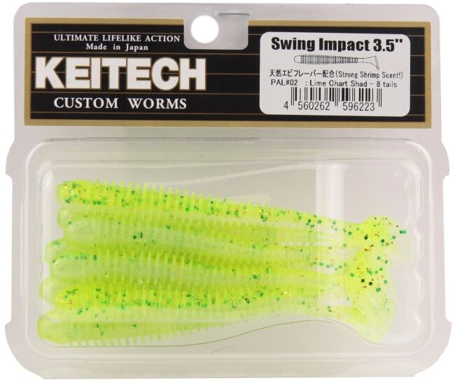Виброхвост KEITECH Swing Impact 3.5" PAL#02 Lime Chart Shad 8.8см 3.3гр 8шт/уп