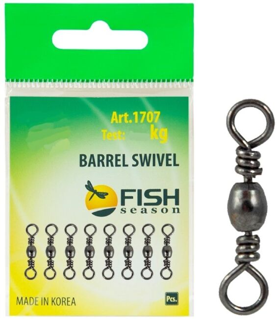 Вертлюжок FISH SEASON Barrel Swivel бочонок №14 10кг 10шт/уп 1707-14F
