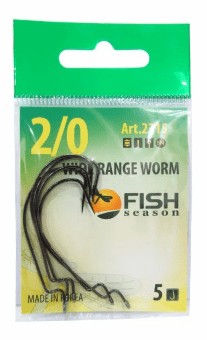 Крючок офсетный FISH SEASON Wide Range Worm №2/0 черный 5шт/уп 2315-0042F